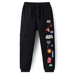 Pine Kids Knit Full Length Printed Lounge Pant - Black