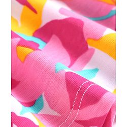 Pine Kids Cotton Knit Half Puffed Sleeves Printed Top - Pink
