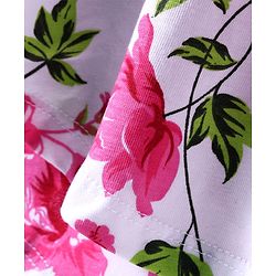 Pine Kids Cotton Knit Half Sleeves Top with Floral Print - Pink & White
