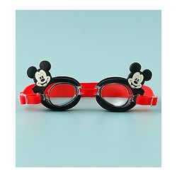 Pine Kids Disney Swimming Goggles With Mickey Mouse Applique - Black & Red