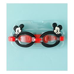 Pine Kids Disney Swimming Goggles With Mickey Mouse Applique - Black & Red