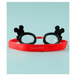 Pine Kids Disney Swimming Goggles With Mickey Mouse Applique - Black & Red