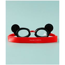 Pine Kids Marvel Swimming Goggles With Spiderman Applique - Black & Red