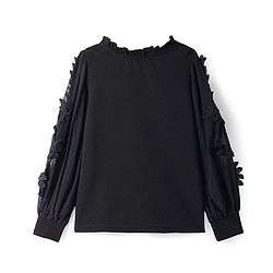 Pine Kids Woven Full Sleeves Top With Floral Embroidery - Black