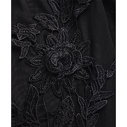 Pine Kids Woven Full Sleeves Top With Floral Embroidery - Black