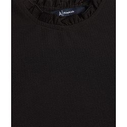 Pine Kids Woven Full Sleeves Top With Floral Embroidery - Black