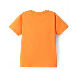 Pine Kids Cotton Knit Half Sleeves T-Shirt With Palm Club Text Print - Orange