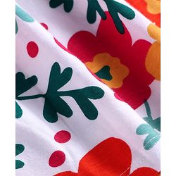 Pine Kids Cotton Knit Singlet Sleeves Frock with Floral Print - White