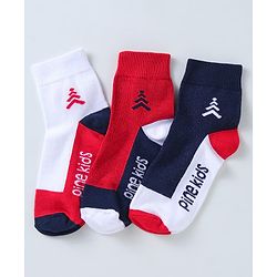 Pine Kids Ankle Length Socks with  Logo Design Pack Of 3 (Colour May Vary)