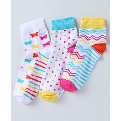 Pine Kids Ankle Length Socks with  Polka Dots Design Pack Of 3 (Colour May Vary)