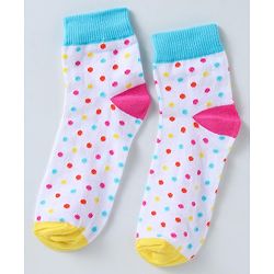 Pine Kids Ankle Length Socks with  Polka Dots Design Pack Of 3 (Colour May Vary)