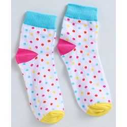 Pine Kids Ankle Length Socks with  Polka Dots Design Pack Of 3 (Colour May Vary)