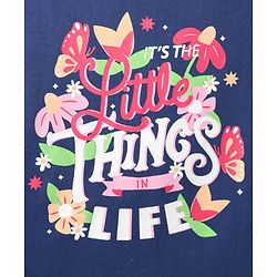 Pine Kids Cotton Knit Half Sleeves T-Shirt with Text Print - Navy Blue
