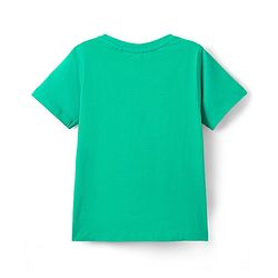 Pine Kids Cotton Knit Half Sleeves T-Shirt With Live Brightly Loudly Text Print - Light Green