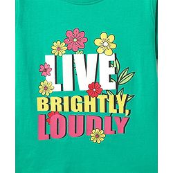Pine Kids Cotton Knit Half Sleeves T-Shirt With Live Brightly Loudly Text Print - Light Green