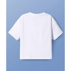 Pine Kids Cotton Knit Half Sleeves Oversized T-Shirt with Text Print - White