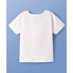 Pine Kids Single Jersey Knit Half Sleeves Shorts Night Suit with Happy Mood Text Print - White