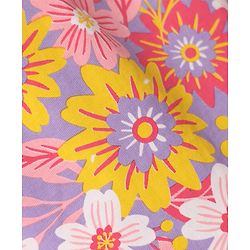 Pine Kids Single Jersey Knit Half Sleeves Shorts Night Suit With Butterfly & Floral Print - White & Purple