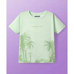 Pine Kids Single Jersey Knit Half Sleeves Shorts Night Suit with Coconut Tree Print - Light Green