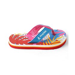 Pine Kids Slip On Flip Flops with Tropical Print - Pink & Red