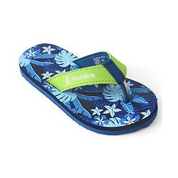 Pine Kids Slip On Flip Flops with Floral Print - Blue