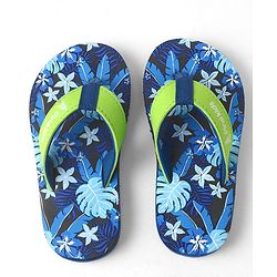 Pine Kids Slip On Flip Flops with Floral Print - Blue