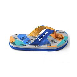 Pine Kids Slip On Flip Flops with Safari Print - Grey & Blue