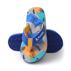Pine Kids Slip On Flip Flops with Safari Print - Grey & Blue