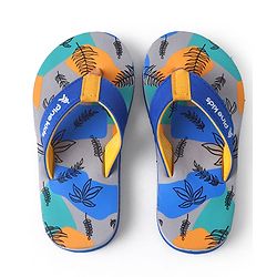 Pine Kids Slip On Flip Flops with Safari Print - Grey & Blue