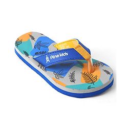 Pine Kids Slip On Flip Flops with Safari Print - Grey & Blue