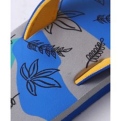 Pine Kids Slip On Flip Flops with Safari Print - Grey & Blue