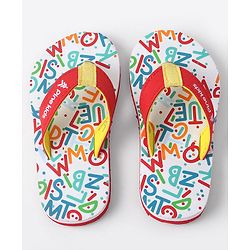 Pine Kids Slip On Flip Flops with Text Print - White & Red