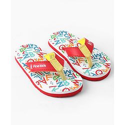 Pine Kids Slip On Flip Flops with Text Print - White & Red