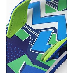 Pine Kids Slip On Flip Flops with Abstract Print - Blue