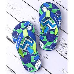 Pine Kids Slip On Flip Flops with Abstract Print - Blue