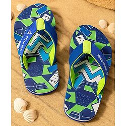 Pine Kids Slip On Flip Flops with Abstract Print - Blue