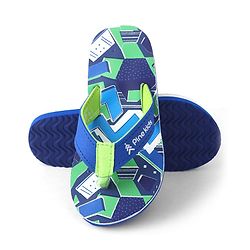 Pine Kids Slip On Flip Flops with Abstract Print - Blue