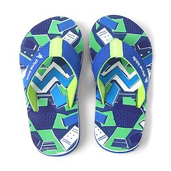 Pine Kids Slip On Flip Flops with Abstract Print - Blue