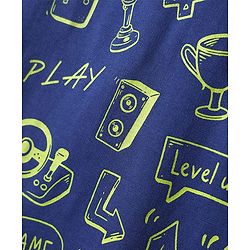 Pine Kids Cotton Knit Half Sleeves Printed Polo T-Shirt - Navy Blue