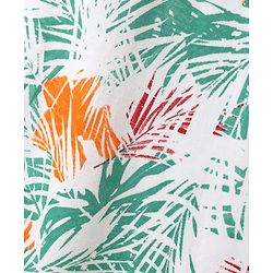 Pine Kids Cotton Knit Half Sleeves Polo T-Shirt With Tropical Print - White