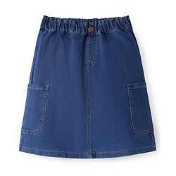 Pine Kids Knee Length Washed Denim Skirt - Blue