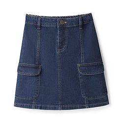 Pine Kids Knee Length Washed Denim Skirt - Navy Blue