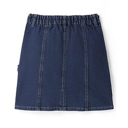 Pine Kids Knee Length Washed Denim Skirt - Navy Blue