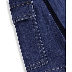 Pine Kids Knee Length Washed Denim Skirt with Pocket Detailing - Navy Blue