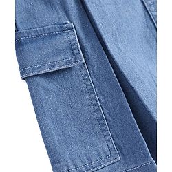 Pine Kids Knee Length Washed Denim Skirt with Pocket Detailing - Light Blue