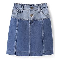 Pine Kids Denim Wove Washed Knee Length Skirt - Blue