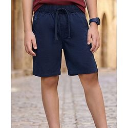Pine Kids Cotton Woven Knee Length Solid Color Shorts - Navy Blue