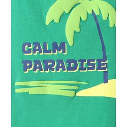 Pine Kids Cotton Knit Sleeveless Tank T-Shirt with Beach Theme Print - Mint