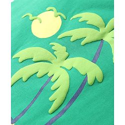 Pine Kids Cotton Knit Sleeveless Tank T-Shirt with Beach Theme Print - Mint