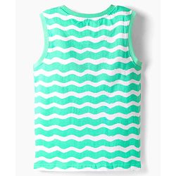 Pine Kids Cotton Knit Sleeveless Tank T-Shirt Beach Theme Print - Sea Green